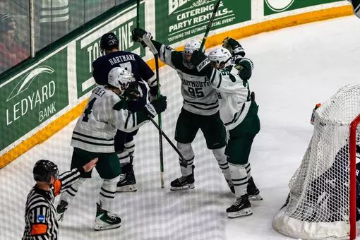 A TRIO celebrate a goal