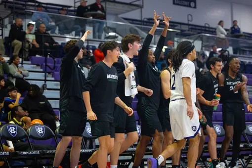 Men's Basketball bench during the Holy Cross game