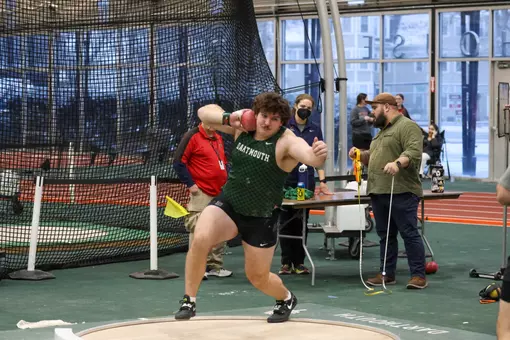 Colton McMaster winds up for the shot put