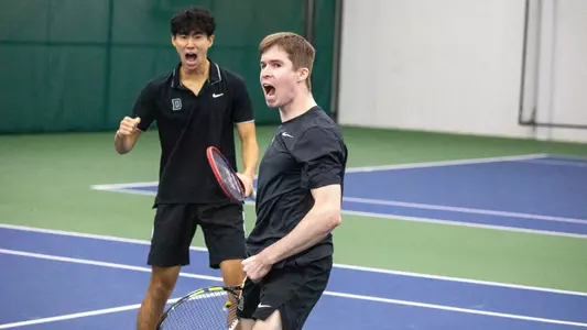 Groom yells after doubles point