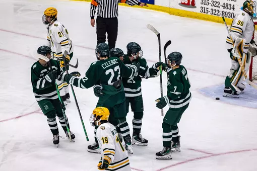 DMIH celebrates a goal vs Clarkson