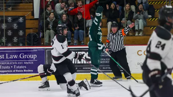 Cam MacDonald Celebrates a goal at Union