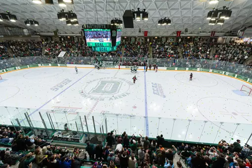 A record setting Thompson Crowd covers Thompson in tennis balls