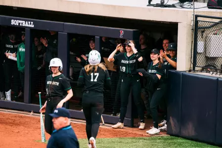 Softball celebrating in dugout