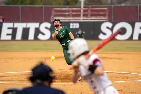 Anna Fagan pitches at UMass