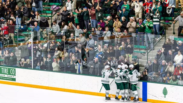 A celebration shot of a full Thompson Arena