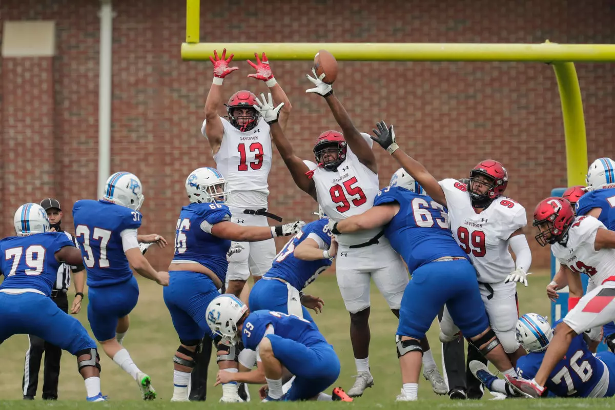 Presbyterian takes on Davidson in non-conference football action at Bailey Memorial Stadium on Saturday, April 10, 2021 in Clinton, South Carolina.