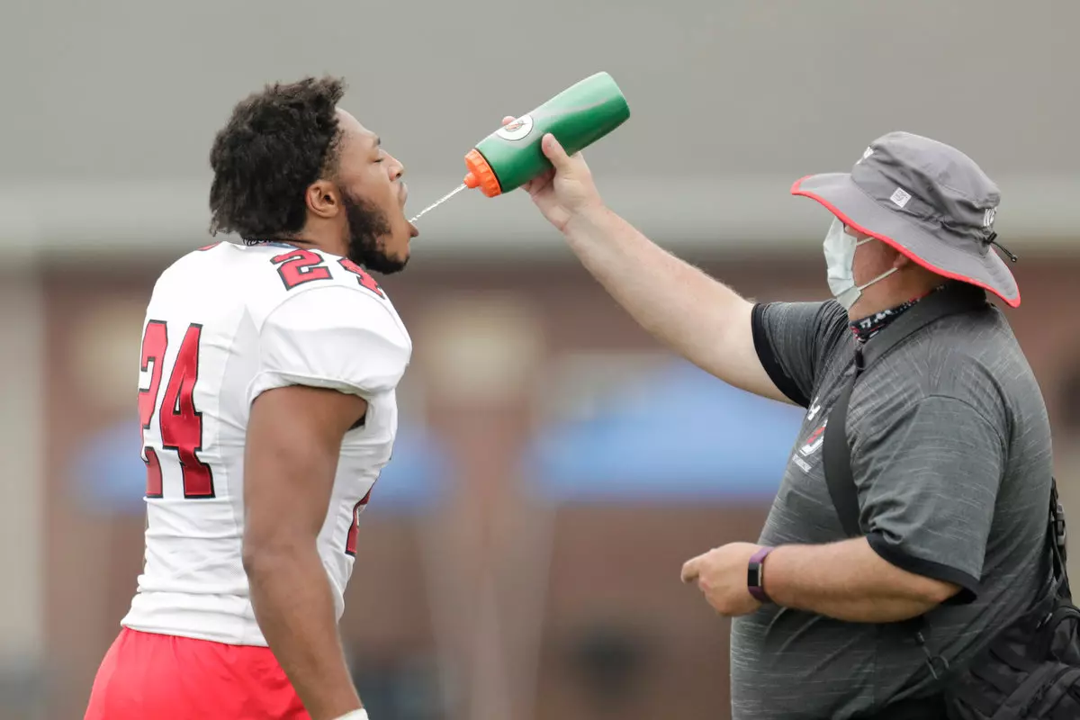 Presbyterian takes on Davidson in non-conference football action at Bailey Memorial Stadium on Saturday, April 10, 2021 in Clinton, South Carolina.