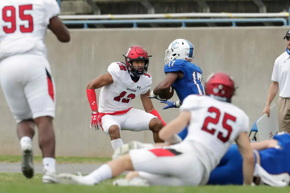 Presbyterian takes on Davidson in non-conference football action at Bailey Memorial Stadium on Saturday, April 10, 2021 in Clinton, South Carolina.