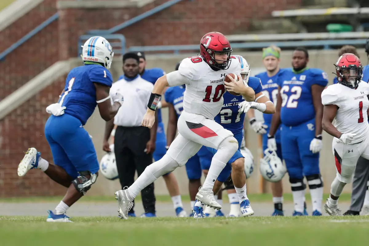 Presbyterian takes on Davidson in non-conference football action at Bailey Memorial Stadium on Saturday, April 10, 2021 in Clinton, South Carolina.