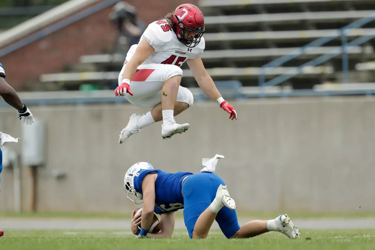 Presbyterian takes on Davidson in non-conference football action at Bailey Memorial Stadium on Saturday, April 10, 2021 in Clinton, South Carolina.