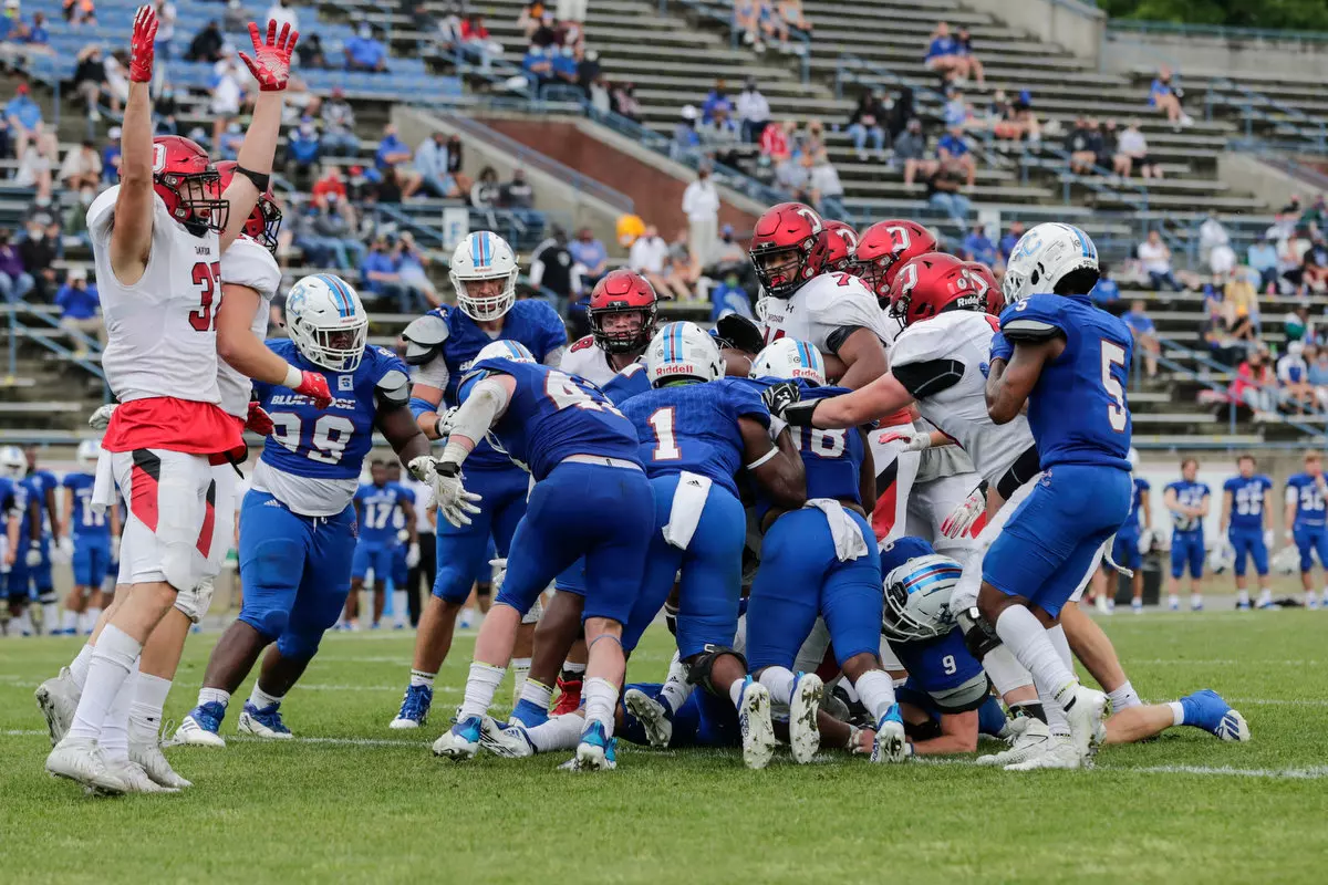 Presbyterian takes on Davidson in non-conference football action at Bailey Memorial Stadium on Saturday, April 10, 2021 in Clinton, South Carolina.