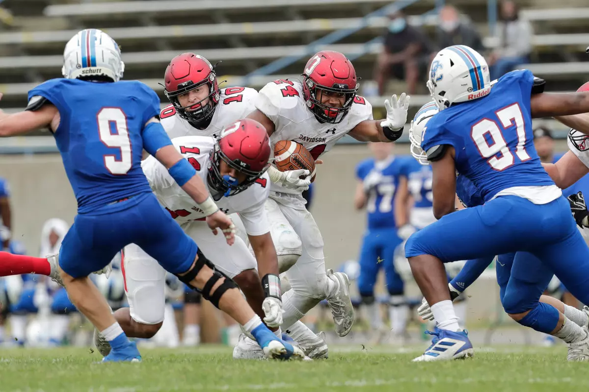 Presbyterian takes on Davidson in non-conference football action at Bailey Memorial Stadium on Saturday, April 10, 2021 in Clinton, South Carolina.