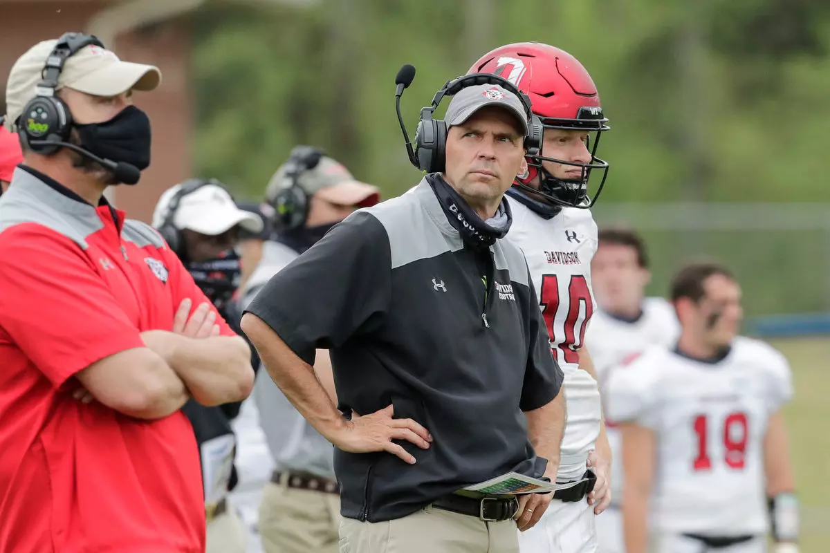 Presbyterian takes on Davidson in non-conference football action at Bailey Memorial Stadium on Saturday, April 10, 2021 in Clinton, South Carolina.