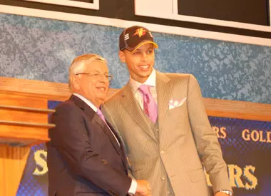 Stephen Curry and NBA Commissioner David Stern