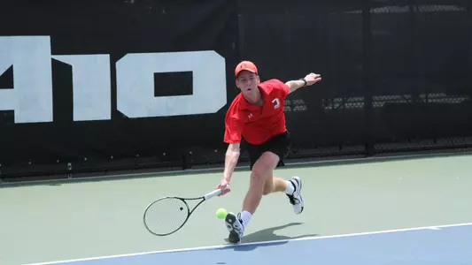 David Hager men's tennis action shot