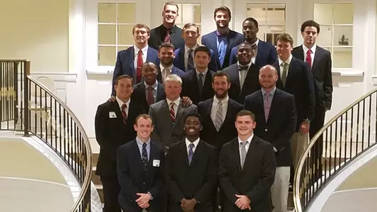 Photo of the 2017 football seniors at the banquet