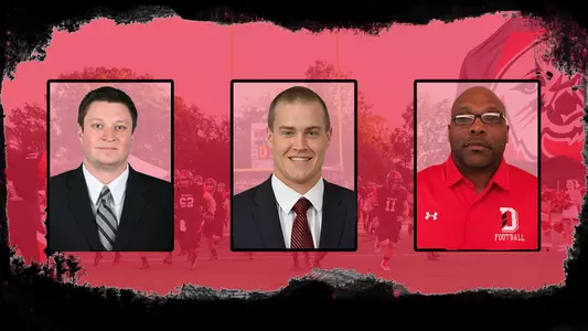 Graphic with three new coaching hires, spring 2017