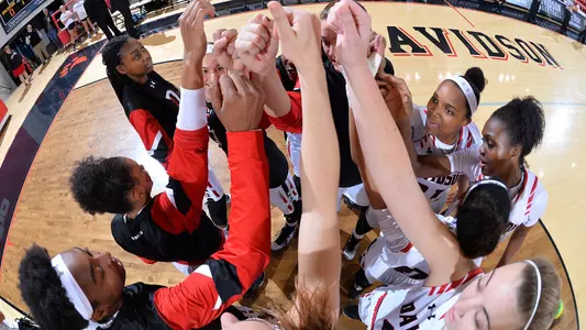 Davidson Women's Basketball team action photo
