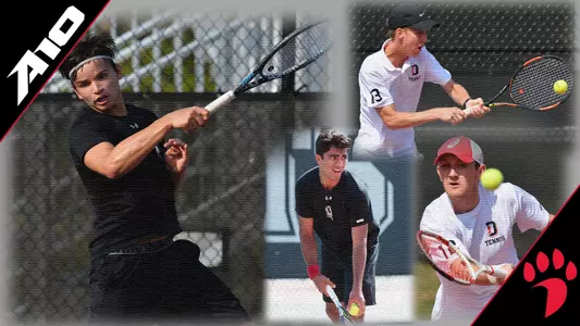 Men's Tennis action pictures of Axel Fries, David Hager, J.B. Gough and Shamael Chaudhry