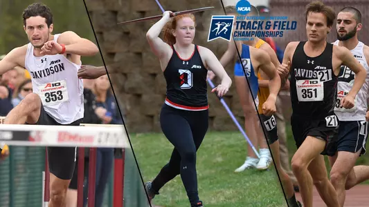 A photo collage of Sean Caveney, Carly Peters and Will Brewster of the track and field teams