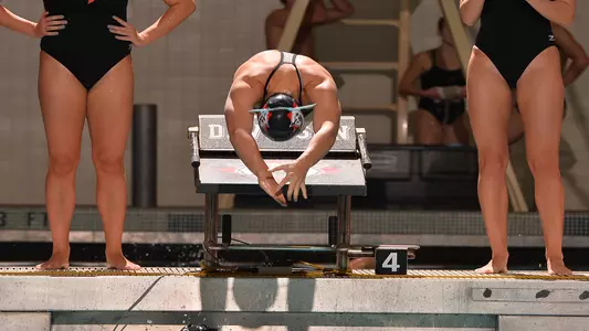 Women's Swimming Relay Start action photo, 2017 Season.
