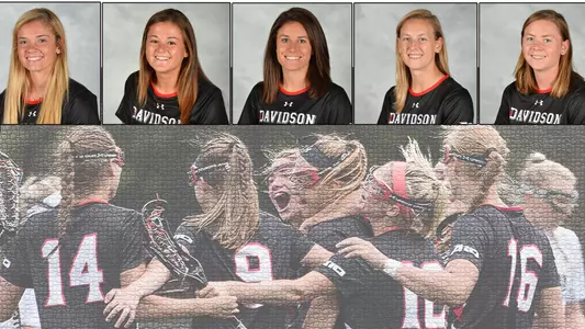Lacrosee graphic with head shots of players Brockett, Kendall, Burch, Abagail and Hainik