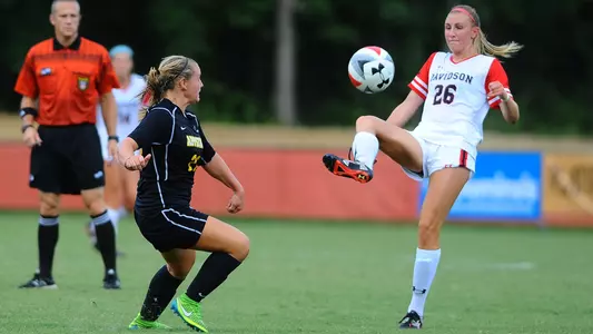 action shot Mia Hodges of Davidson W. Soccer