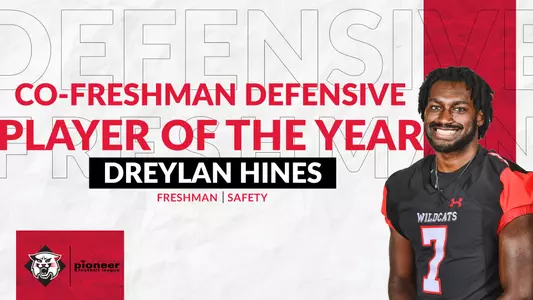 A graphic of PFL C-Freshman Defensive Player of the Year, Dreylan Hines