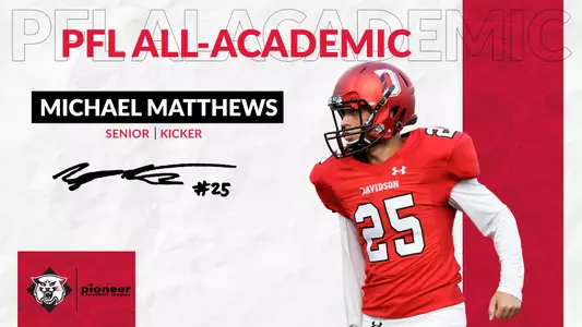 A graphic of Academic All-PFL selection, Michael Matthews