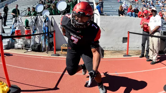 Photo of Jorell Story leaving the tunnel against Morehead State