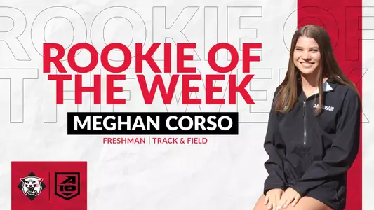 A graphic of Meghan Corso, A-10 Rookie of the Week