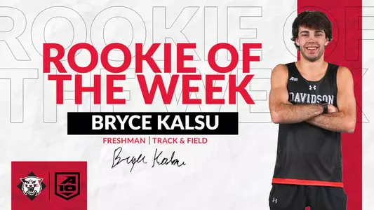 A graphic of A-10 Rookie of the Week, Bryce Kalsu