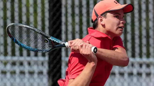 Axel Fries Davidson men's tennis action photo