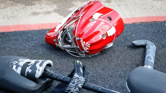 A photo of field hockey goalie equipment