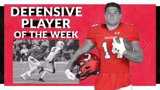 A graphic of PFL Defensive Player of the Week, George Hatalowich