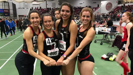 A photo of the 4x400m relay record team