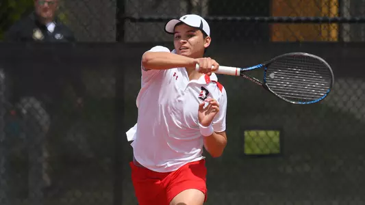 Axel Fries Davidson men's tennis action photo