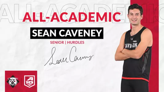 A graphic of A-10 All-Academic selection, Sean Caveney