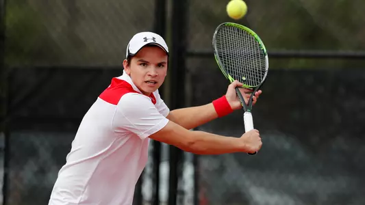 Axel Fries Davidson men's tennis action photo