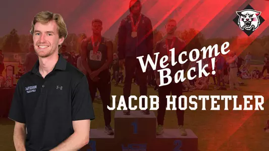 A graphic of track coach Jacob Hostetler