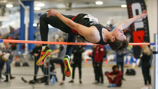 A photo of James Davis at the A-10 Indoor Champs