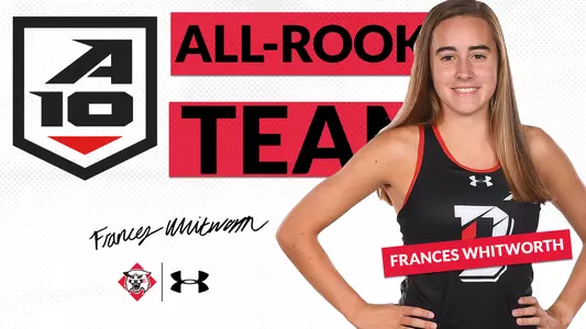 A graphic of All-Rookie runner Frances Whitworth