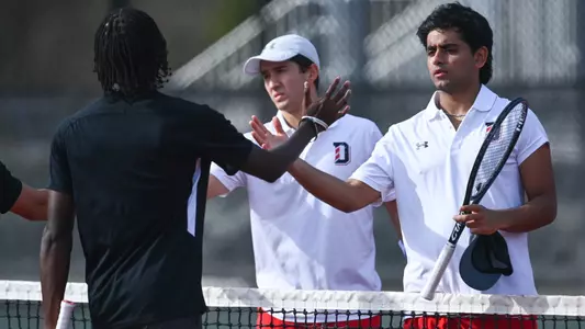 Davidson takes on NC Central in non-conference menâ??s tennis action at the Davidson Tennis Courts on Friday, February 25, 2022 in Davidson, North Carolina.