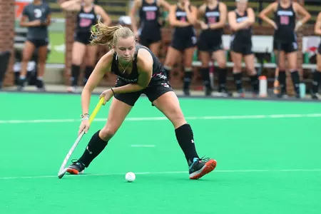 Davidson takes on Georgetown in non-conference field hockey action at Carol Grotnes Belk Turf Field on Friday, August 26, 2022 in Davidson, North Carolina.