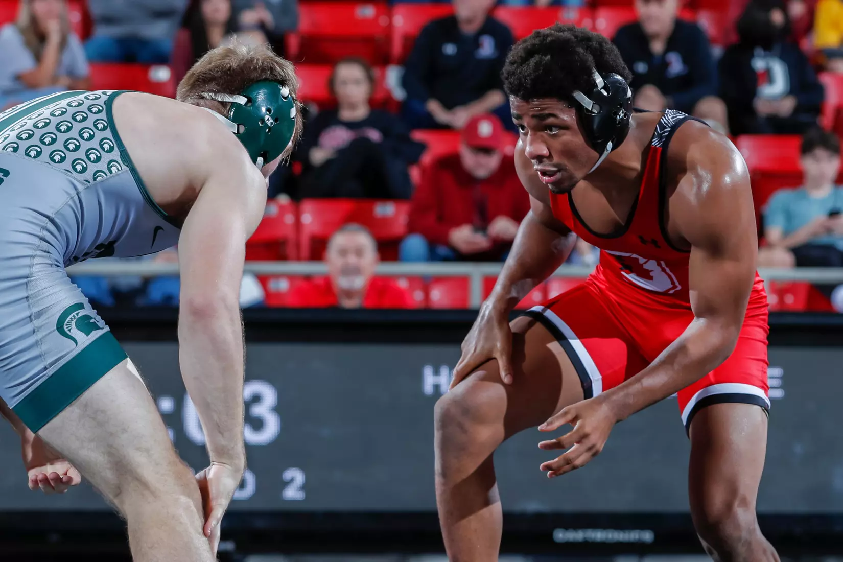 Davidson takes on Michigan State in non-conference wrestling action at Belk Arena on Friday, November 11, 2022 in Davidson, North Carolina.