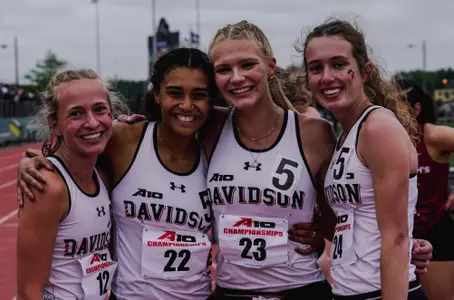 Liz Simms, Kelsey Troutman, Maliyah Paynter, Breila Fuller at A10 Championships