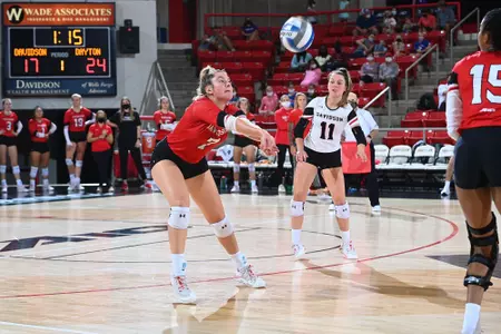 Davidson takes on Dayton in A10 women’s volleyball action at Belk Arena on Sunday, October 24, 2021 in Davidson, North Carolina.