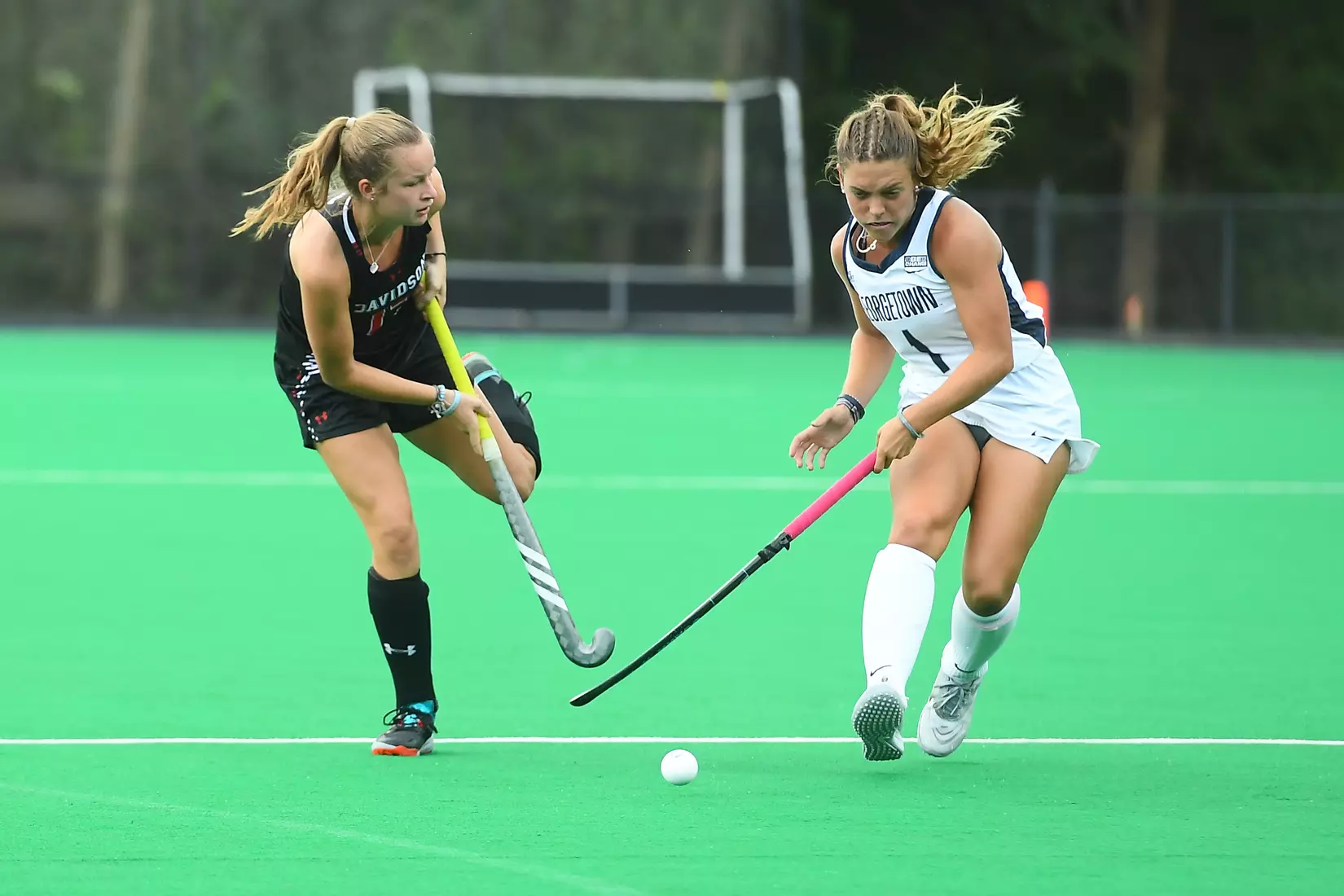 Davidson takes on Georgetown in non-conference field hockey action at Carol Grotnes Belk Turf Field on Friday, August 26, 2022 in Davidson, North Carolina.