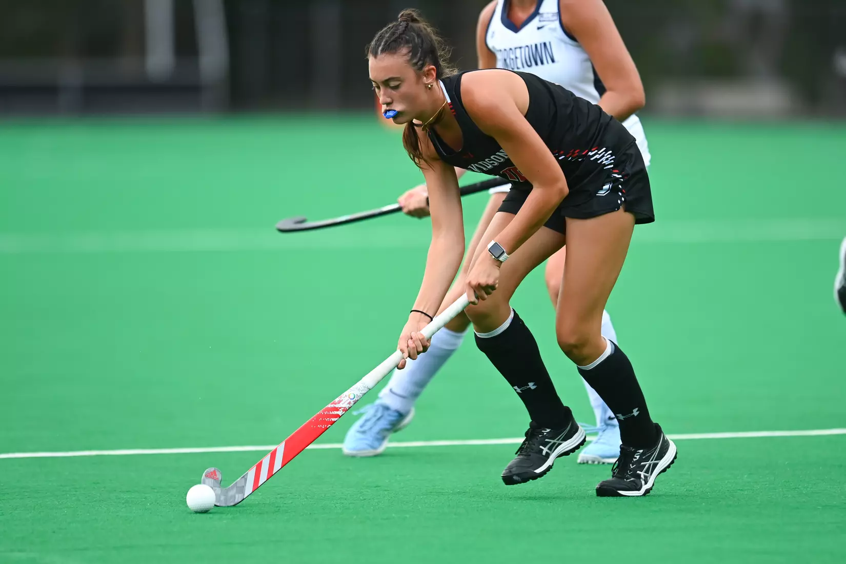 Davidson takes on Georgetown in non-conference field hockey action at Carol Grotnes Belk Turf Field on Friday, August 26, 2022 in Davidson, North Carolina.